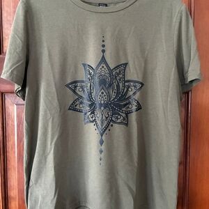 SHEIN Olive Mandala Tee